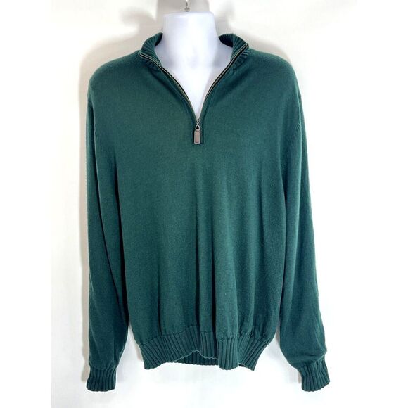 Martin Mens XL 100% Merino Wool 1/4 Zip Sweater Jacket Fully Lined Dark Green - Picture 2 of 14